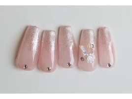 ラメグラテーション×バラ×蝶々