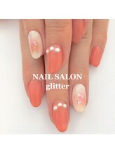 ネイルサロン グリッター(NAIL SALON glitter)/オレンジチークネイル