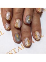 クリスタルネイル ボンベルタ橘店(CRYSTAL NAIL)/ワンカラー×大理石