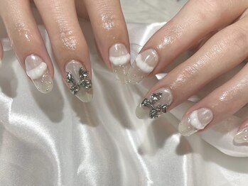 アイネイルズ 天神今泉店(I-nails)/【kotone.n】シルバーリボン