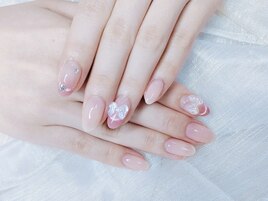 フェミニンリボンネイル☆錦糸町