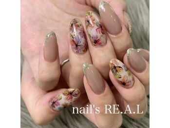 ネイルズリアル 倉敷(nail's RE.A.L)/インクフラワーネイル