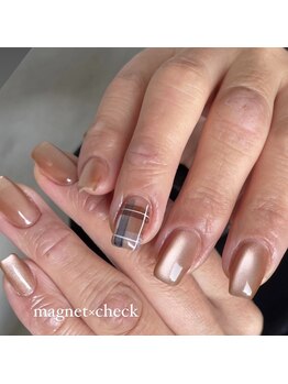 ルート12/チェック柄×マグネットネイル