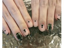 ネイルサロン リスタ(Rista)/チェック　フレンチ　黒