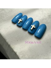 ユウネイル(YOU由NAIL)/海外ガール風！青×十字架ネイル