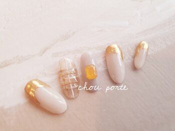 シュポルテ(chou porte)/クリアチェックネイル