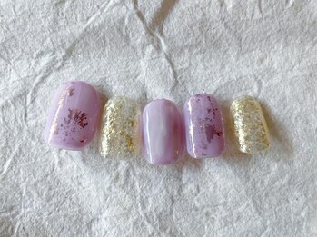 アイネイルズ 梅田店(I nails)/春ゴールドラメホイル¥7700