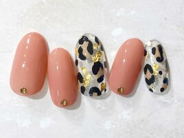クリアヒョウ柄ネイル新規¥6,160