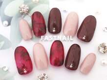 ファストネイル 立川店(FAST NAIL)/モード系の赤べっ甲ネイル¥6600