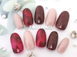 モード系の赤べっ甲ネイル¥6600