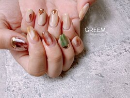 ニュアンスネイル　秋カラー