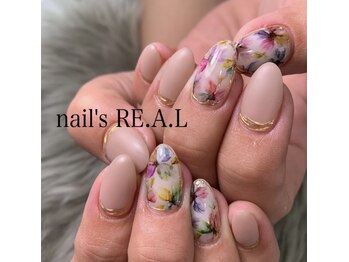 ネイルズリアル 倉敷(nail's RE.A.L)/インクフラワーネイル