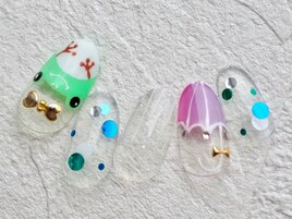 クリアベースの梅雨ネイル