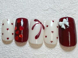 リボンハートネイル