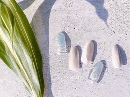 貝殻風ミラーネイル×ニュアンス