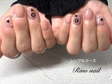 リノ ネイル(Rino nail)/黒お花ネイル70449