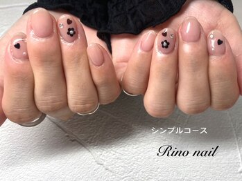 リノ ネイル(Rino nail)/黒お花ネイル70449