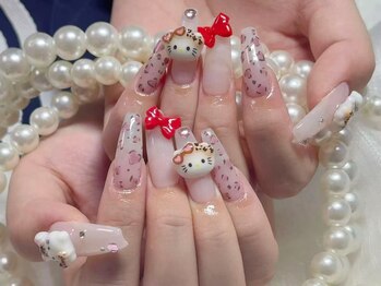 ナナアンドコー(Nana&Co.)/豹柄ネイル、キティ