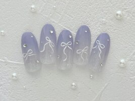 リボン　ワンホンネイル