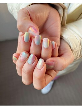 ユージューネイルルーム(UJU nail room)/オーロラマーブルミラーネイル