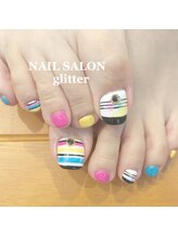 ネイルサロン グリッター(NAIL SALON glitter)/夏のカラフルフットネイル