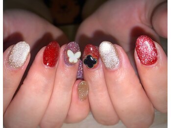 アミュリー ネイル アトリエ(Amury nail atelier)/マグネット ボルドー ちぐはぐ