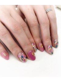 シェル×ピンクネイル