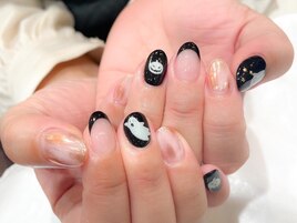 ハロウィンネイル黒フレンチ