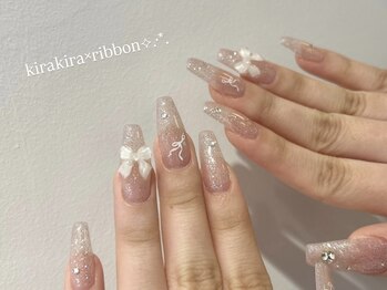 ランドネイル 天神(LANDNAIL)/kirakira×ribbon Design