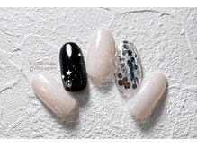 バブル シュガー バイ ネイルクローネ(bublle sugar by.nail crone)/ブラックミラーボールネイル