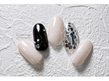 バブル シュガー バイ ネイルクローネ(bublle sugar by.nail crone)/ブラックミラーボールネイル