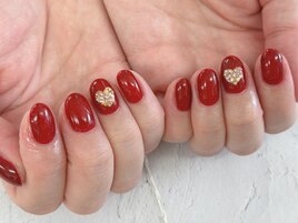 【森】キラキラ ハートネイル