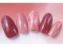 ラテネイル(Latte Nail)/ピンク大理石ネイル