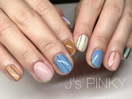 ストライプ×フレンチネイル