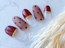 ボネール(nail ＆ eyelash Bounail)/ドット　ブラウン　秋ネイル