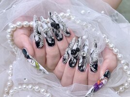 ゴシックネイル 白黒 モヤモヤ