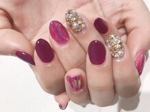 オープンジョー(open-jaw)/ニュアンス×敷き詰めネイル