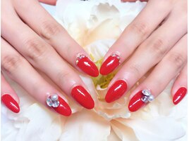 ビジュー盛レッドワンカラー