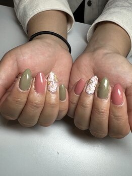 イーネイル(e-NAIL)/桜餅カラーの春ネイル☆