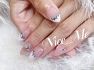ホワイトピンクビジューフレンチ