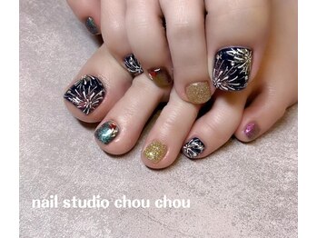 ネイルアンドアイラッシュスタジオ シュシュ(chouchou)/花火・フラッシュ・ネイビー