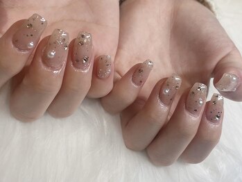 ラメ ホログラム ベージュ