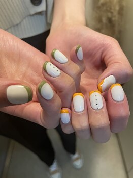 ユージューネイルルーム(UJU nail room)/バイカラーフレンチドット