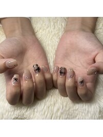 チェックリボンネイル