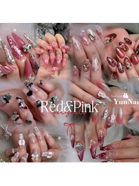 Red&pink nail☆