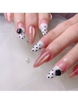 カプチーノ(cappuccino)/ドット×レース×バラ