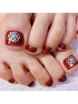 ネイルアンドアイラッシュ アール(ar)/フットワンカラーコース+アート