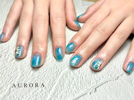 夏 青ネイル
