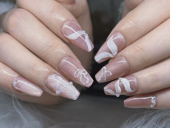 ネイルズバー 新宿店(Nails Bar)/シアーピンクリボンネイル