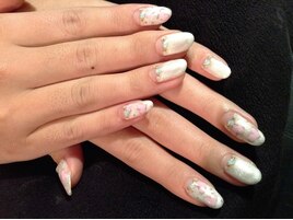 ハートのヒョウ柄逆フレンチ